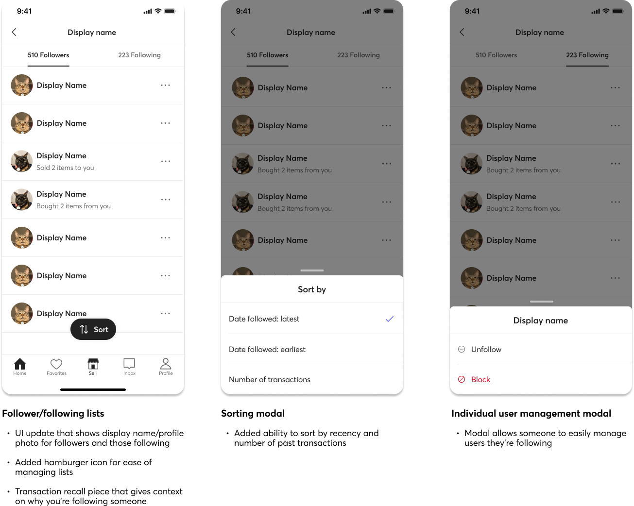 Following feature design - management